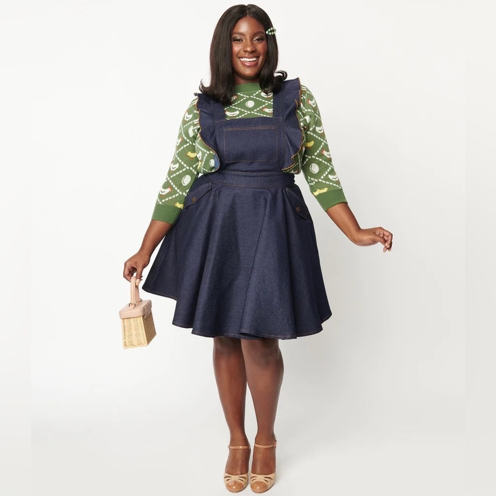 NWOT Unique Vintage plus-size denim pinafore dress